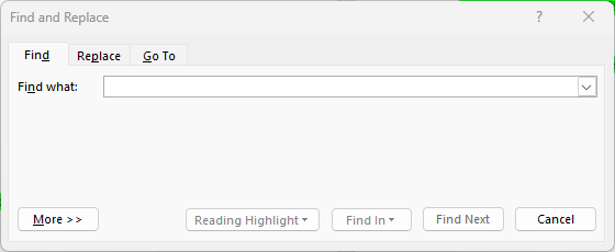 Advanced Find dialog